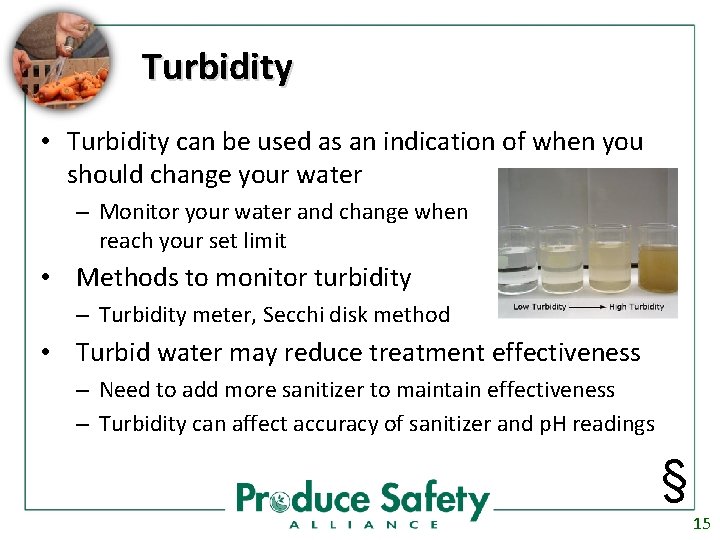 Turbidity • Turbidity can be used as an indication of when you should change