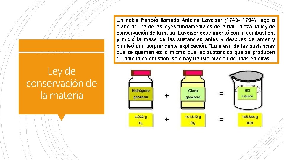 Un noble france s llamado Antoine Lavoiser (1743 - 1794) llego a elaborar una