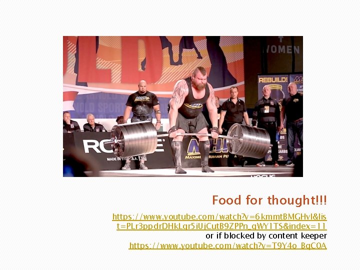 Food for thought!!! https: //www. youtube. com/watch? v=6 kmmt. BMGHv. I&lis t=PLr 3 ppdr.