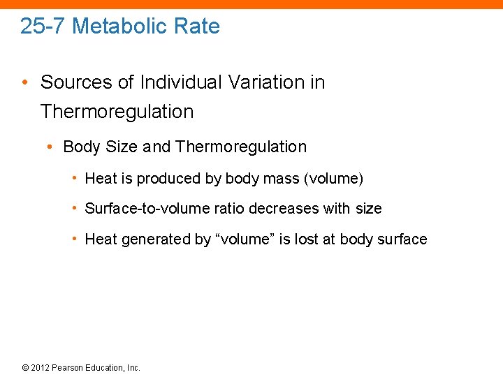 25 -7 Metabolic Rate • Sources of Individual Variation in Thermoregulation • Body Size