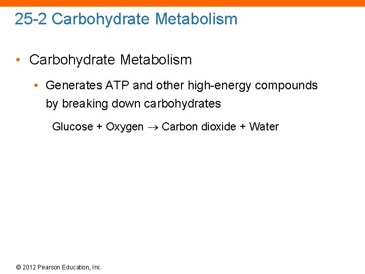 25 -2 Carbohydrate Metabolism • Generates ATP and other high-energy compounds by breaking down