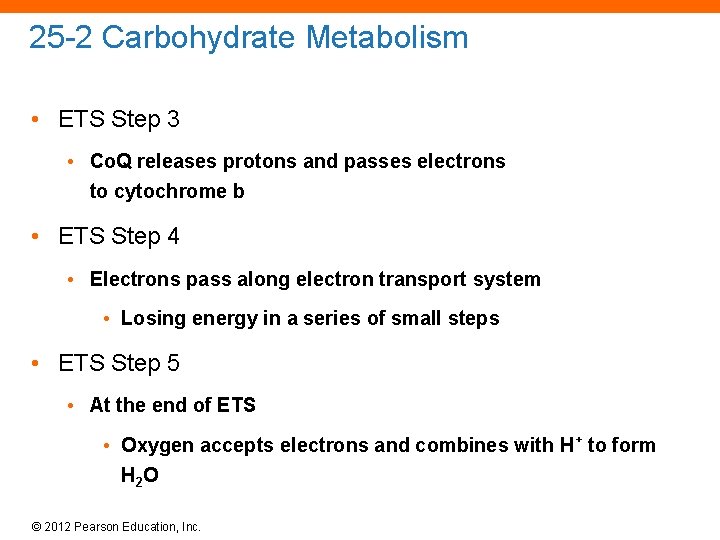 25 -2 Carbohydrate Metabolism • ETS Step 3 • Co. Q releases protons and