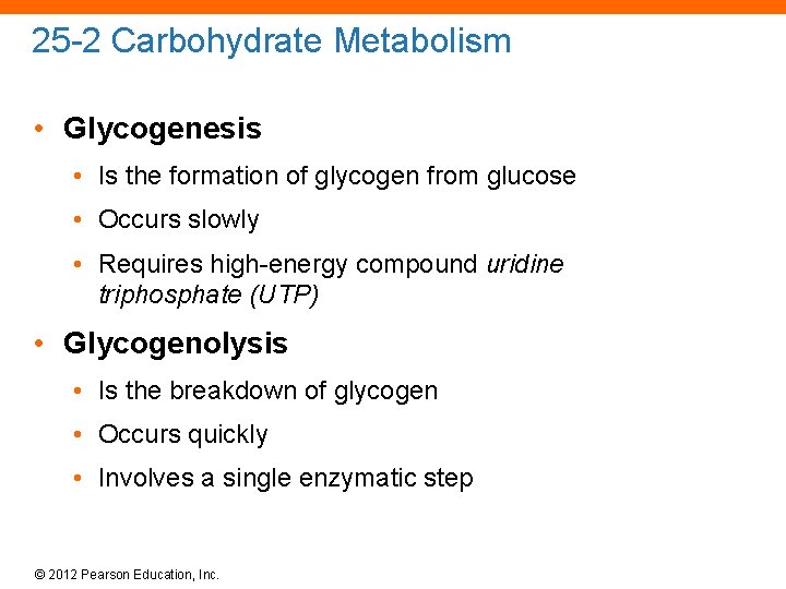 25 -2 Carbohydrate Metabolism • Glycogenesis • Is the formation of glycogen from glucose
