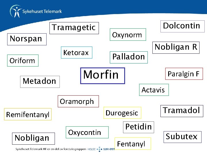 Norspan Tramagetic Oriform Metadon Ketorax Oxynorm Palladon Nobligan R Morfin Paralgin F Actavis Oramorph