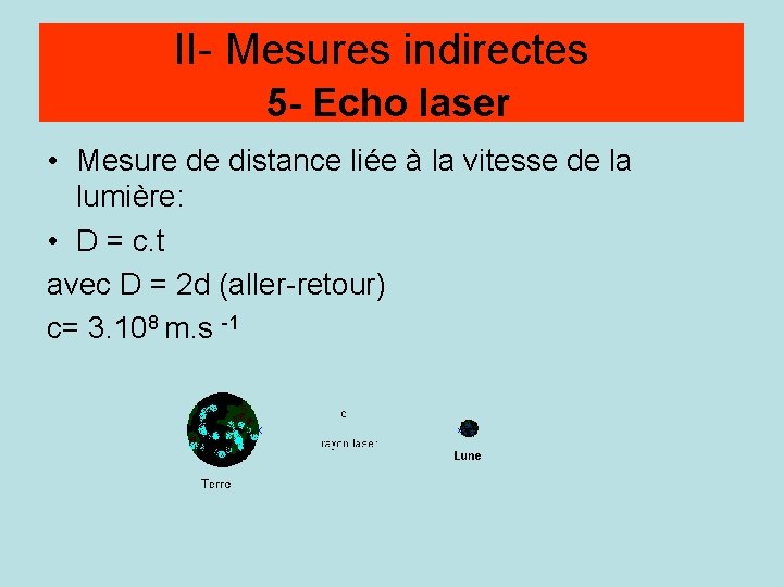 II- Mesures indirectes Méthode par écho 5 - Echo laser • Mesure de distance