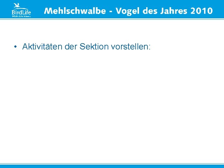  • Aktivitäten der Sektion vorstellen: 