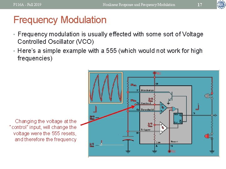 P 116 A - Fall 2019 Nonlinear Response and Frequency Modulation 17 Frequency Modulation