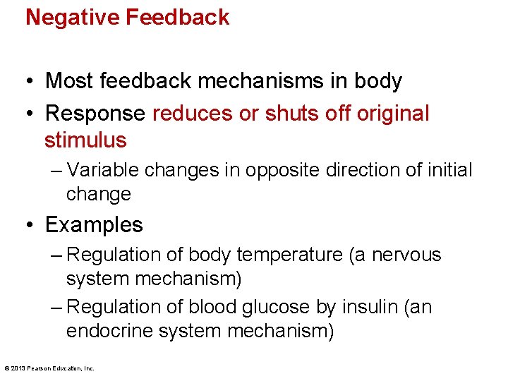 Negative Feedback • Most feedback mechanisms in body • Response reduces or shuts off
