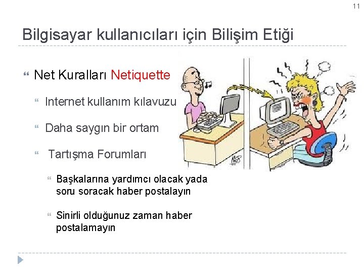 11 Bilgisayar kullanıcıları için Bilişim Etiği Net Kuralları Netiquette Internet kullanım kılavuzu Daha saygın