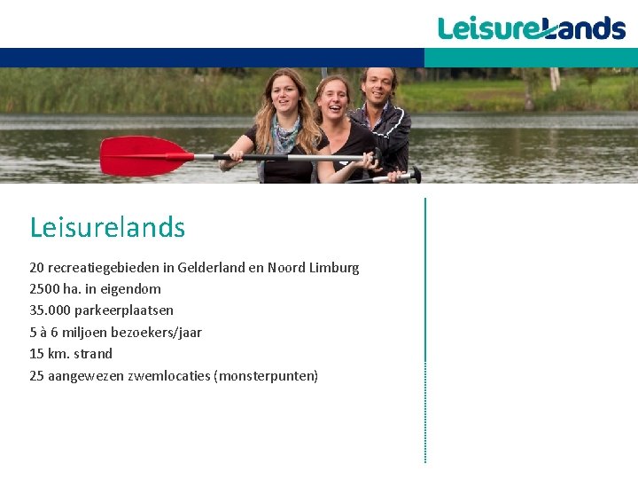 Leisurelands 20 recreatiegebieden in Gelderland en Noord Limburg 2500 ha. in eigendom 35. 000