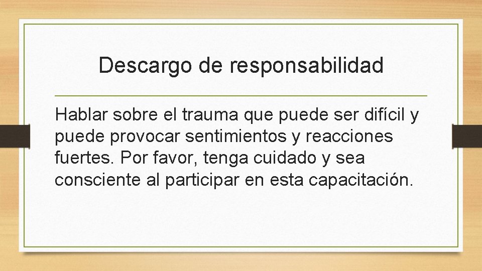 Descargo de responsabilidad Hablar sobre el trauma que puede ser difícil y puede provocar