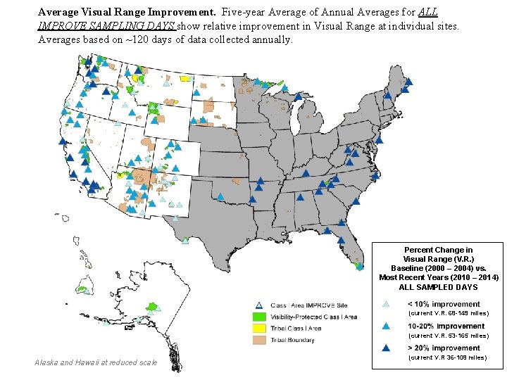 Average Visual Range Improvement. Five-year Average of Annual Averages for ALL IMPROVE SAMPLING DAYS