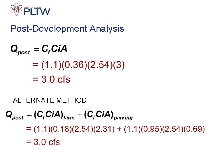 Post-Development Analysis ALTERNATE METHOD 