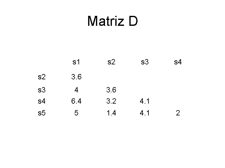 Matriz D s 1 s 2 s 3 s 2 3. 6 s 3