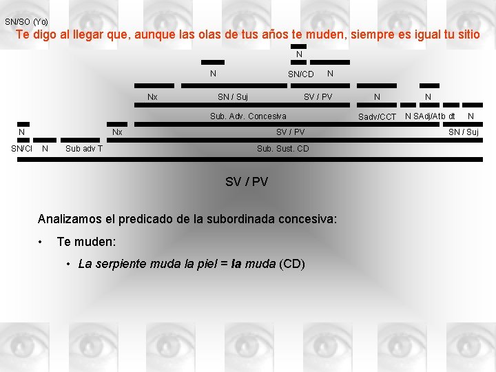 SN/SO (Yo) Te digo al llegar que, aunque las olas de tus años te