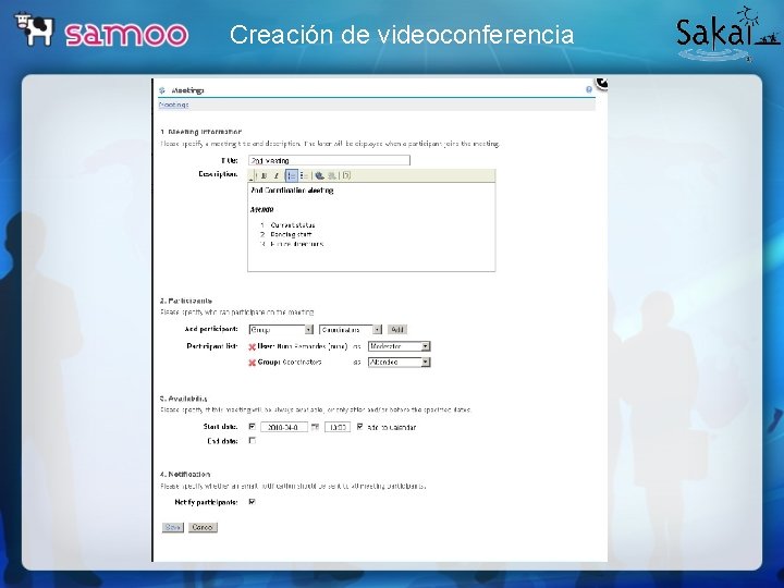 Creación de videoconferencia 