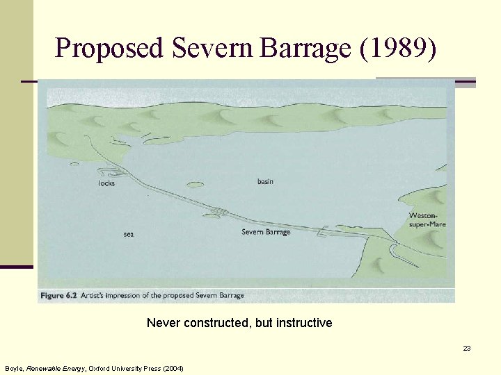 Proposed Severn Barrage (1989) Never constructed, but instructive 23 Boyle, Renewable Energy, Oxford University