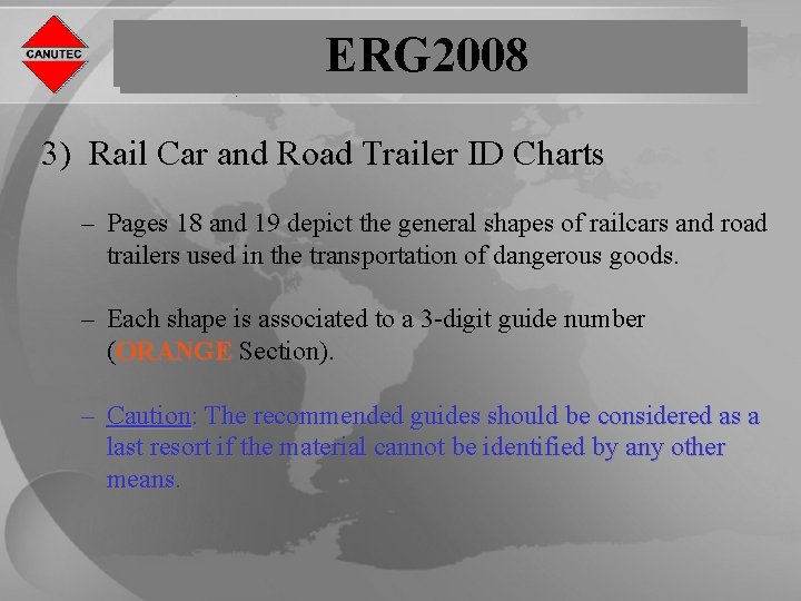 ERG 2008 3) Rail Car and Road Trailer ID Charts – Pages 18 and