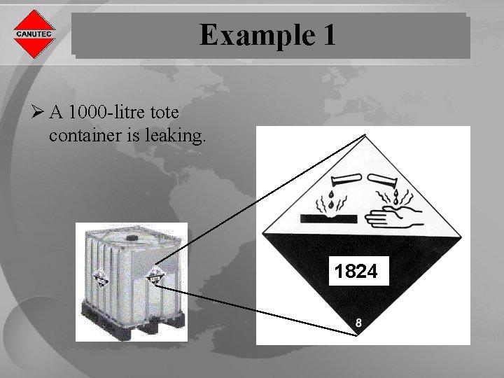 Example 1 Ø A 1000 -litre tote container is leaking. 1824 