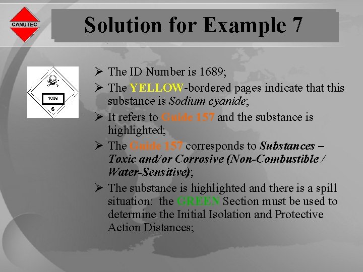 Solution for Example 7 1689 Ø The ID Number is 1689; Ø The YELLOW-bordered