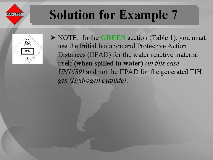 Solution for Example 7 1689 Ø NOTE: In the GREEN section (Table 1), you