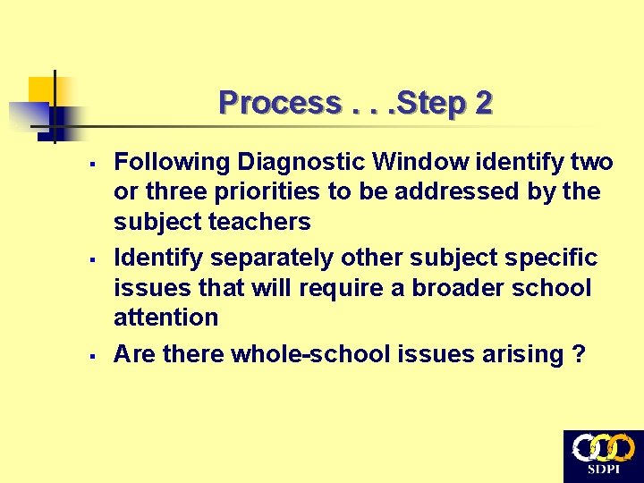 Process. . . Step 2 § § § Following Diagnostic Window identify two or