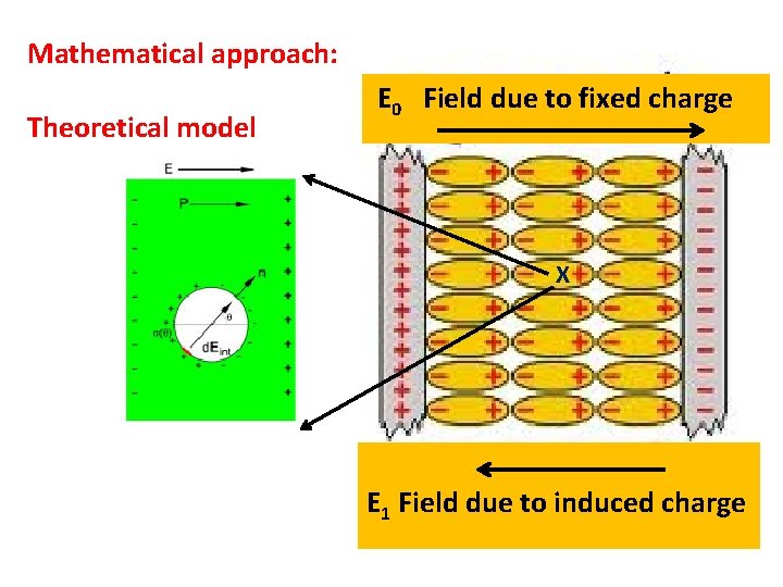 Mathematical approach: Theoretical model E 0 Field due to fixed charge X E 1