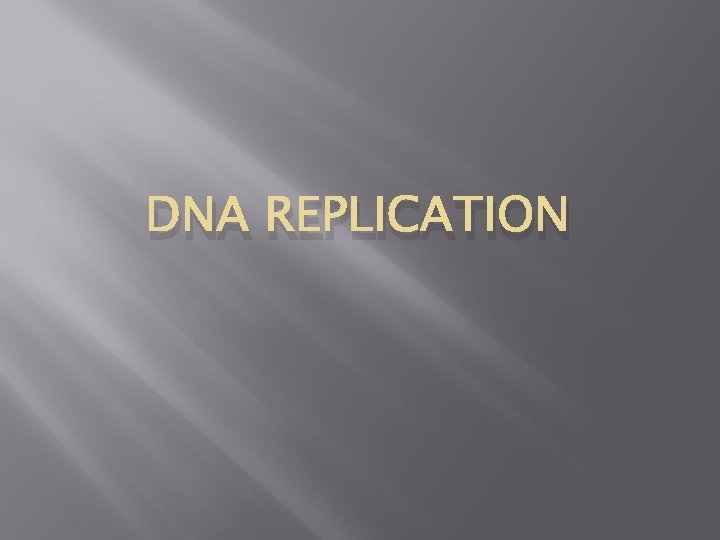 DNA REPLICATION 