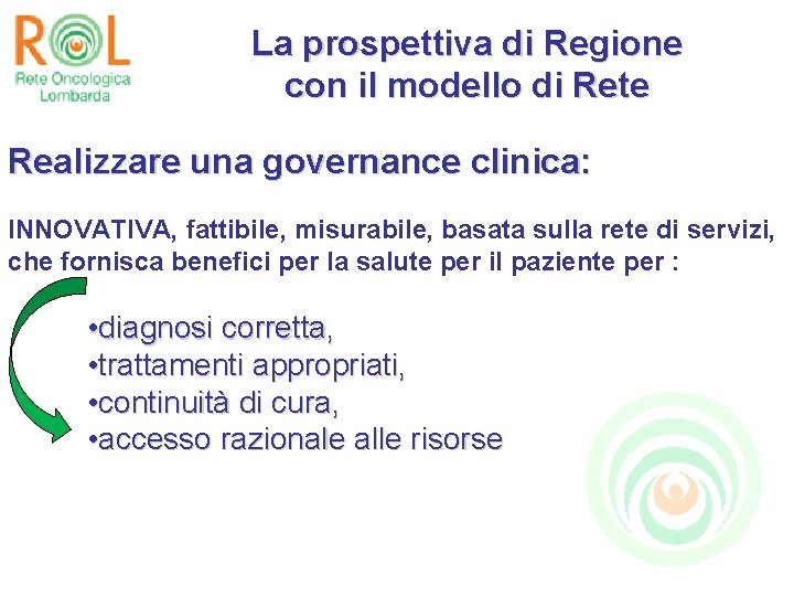 La prospettiva di Regione con il modello di Rete Realizzare una governance clinica: INNOVATIVA,