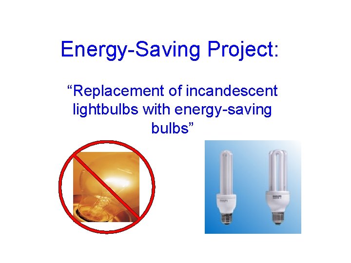 Energy-Saving Project: “Replacement of incandescent lightbulbs with energy-saving bulbs” 