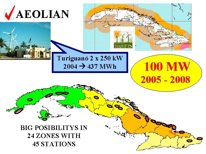 AEOLIAN Turiguanó 2 x 250 k. W 2004 437 MWh 100 MW 2005 -