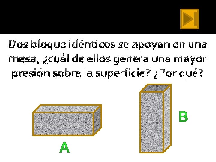 Dos bloque idénticos se apoyan en una mesa, ¿cuál de ellos genera una mayor