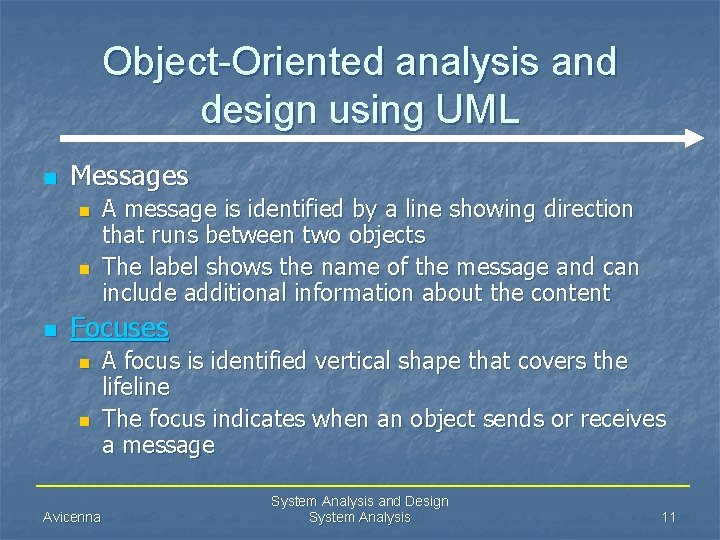 Object-Oriented analysis and design using UML n Messages n n n A message is