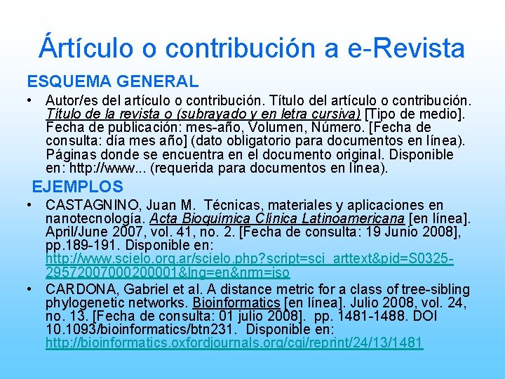 Ártículo o contribución a e-Revista ESQUEMA GENERAL • Autor/es del artículo o contribución. Título