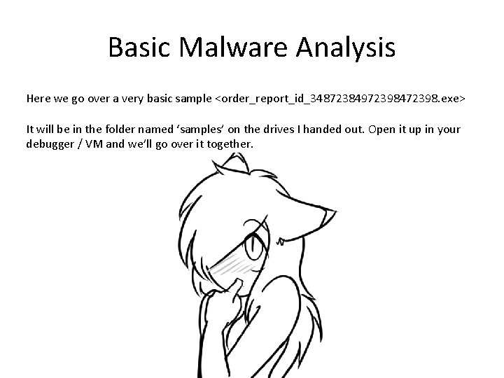 Basic Malware Analysis Here we go over a very basic sample <order_report_id_34872384972398472398. exe> It