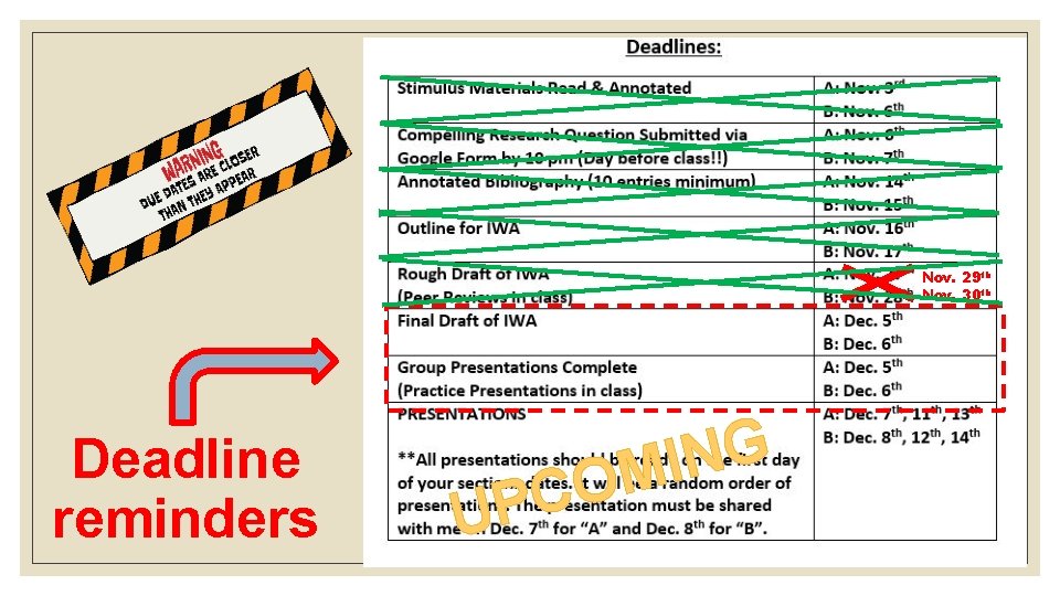 Nov. 29 th Nov. 30 th Deadline reminders C P U G N I
