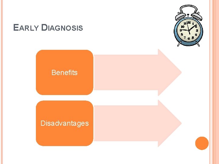 EARLY DIAGNOSIS Benefits Disadvantages 