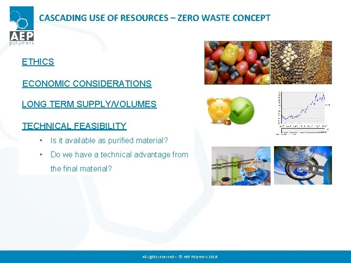 CASCADING USE OF RESOURCES – ZERO WASTE CONCEPT ETHICS • Waste or byproducts/non ECONOMIC