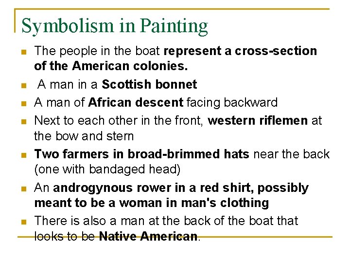 Symbolism in Painting n n n n The people in the boat represent a