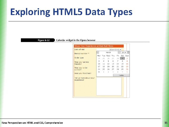 Exploring HTML 5 Data Types New Perspectives on HTML and CSS, Comprehensive XP 35 Exploring HTML 5 Data Types New Perspectives on HTML and CSS, Comprehensive XP 35