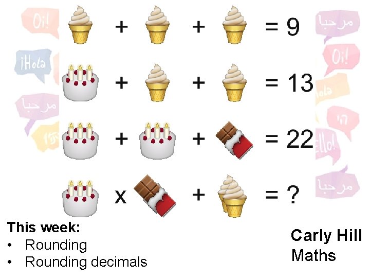 This week: • Rounding decimals Carly Hill Maths This week: • Rounding decimals Carly Hill Maths