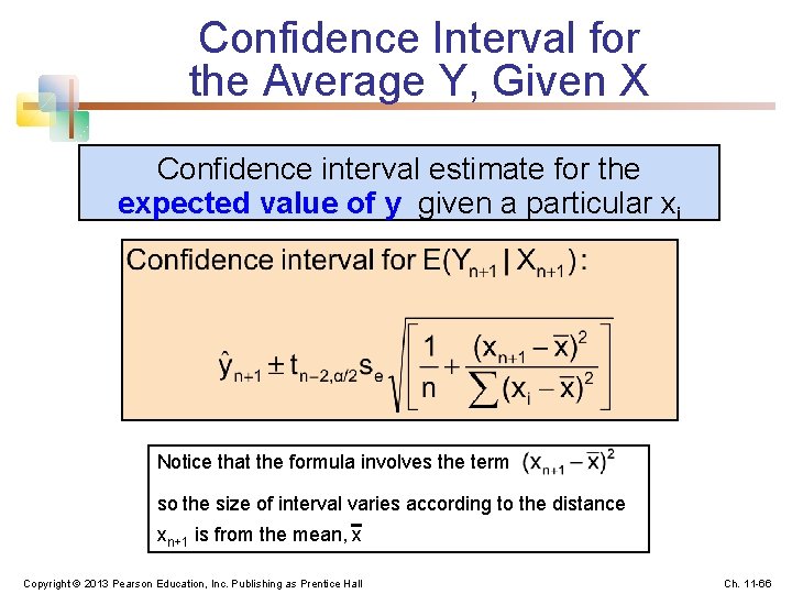 Confidence Interval for the Average Y, Given X Confidence interval estimate for the expected