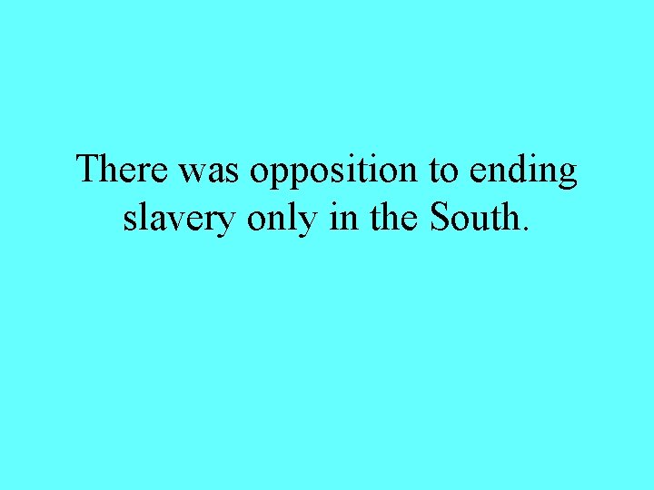 There was opposition to ending slavery only in the South. 