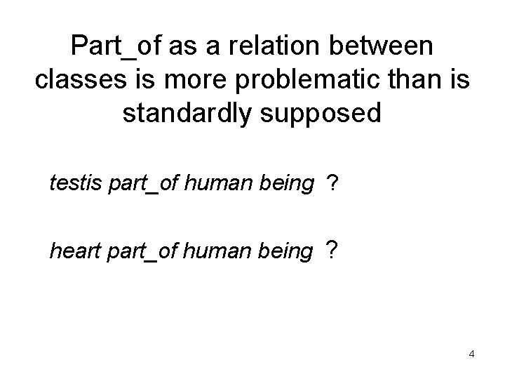 Part_of as a relation between classes is more problematic than is standardly supposed testis