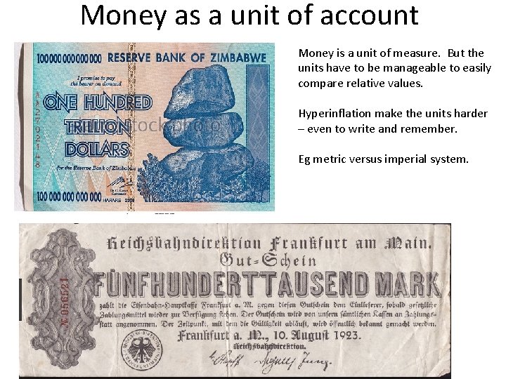 Money as a unit of account Money is a unit of measure. But the