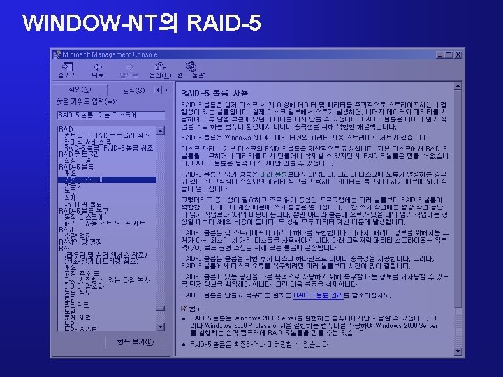 WINDOW-NT의 RAID-5 