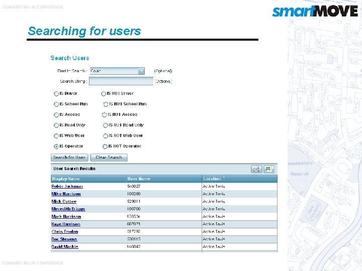 COMMERCIAL-IN-CONFIDENCE Searching for users COMMERCIAL-IN-CONFIDENCE 