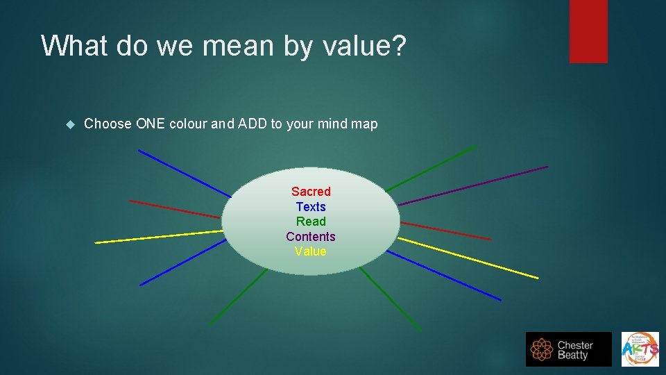 What do we mean by value? Choose ONE colour and ADD to your mind