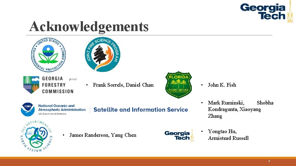 Acknowledgements • Frank Sorrels, Daniel Chan • John K. Fish • Mark Ruminski, Shobha