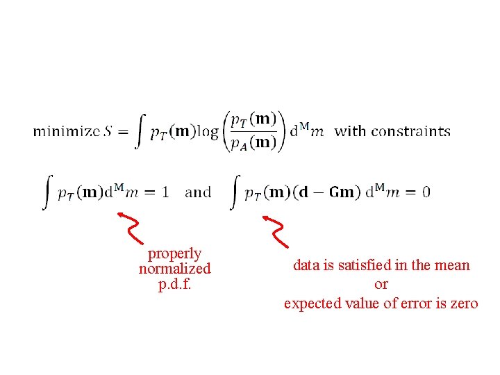 properly normalized p. d. f. data is satisfied in the mean or expected value